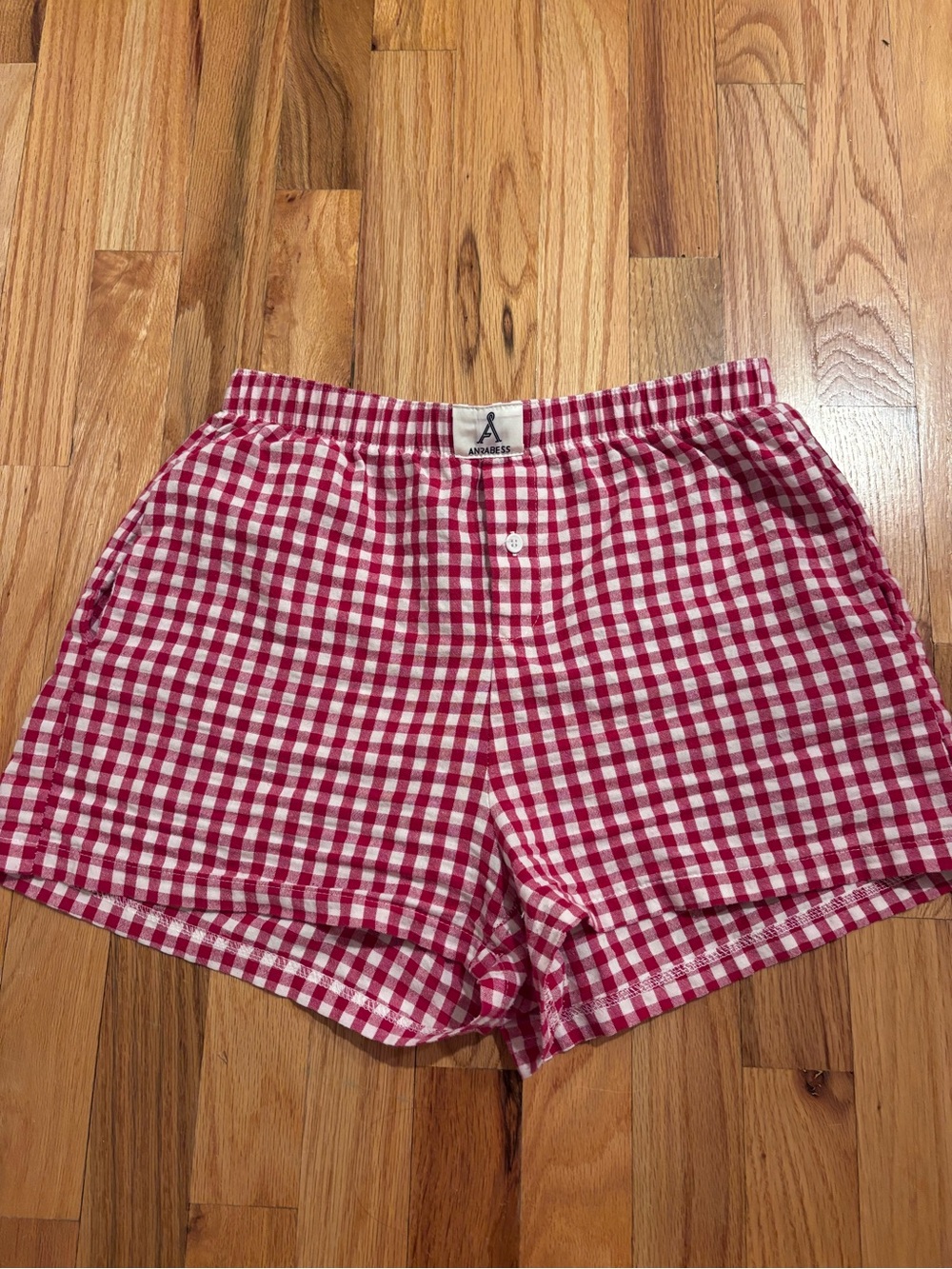 Red and White Gingham Women's Boxer Shorts